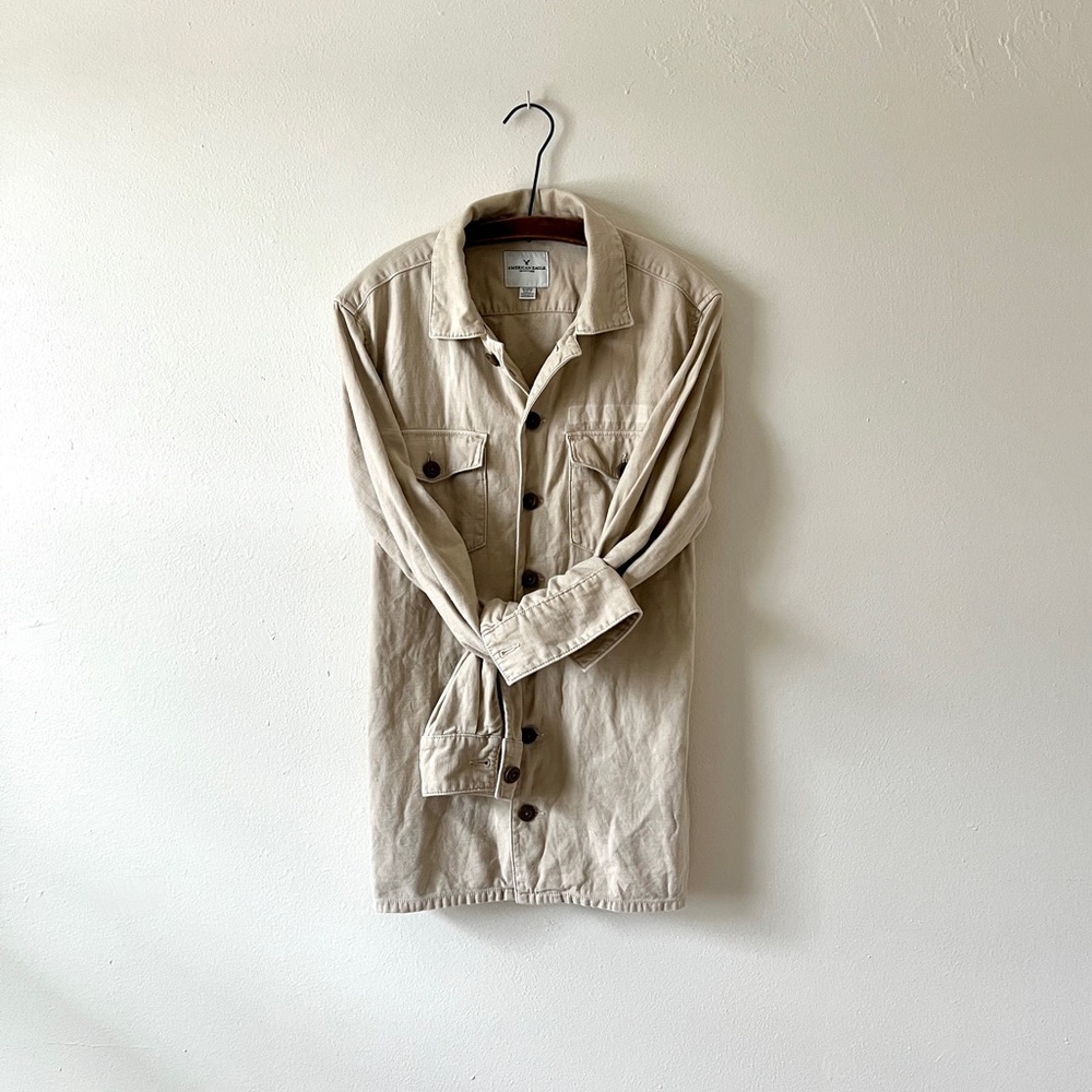Heavy Cotton Tan Button Down Soft High Quality Safari Military Style MT Tall